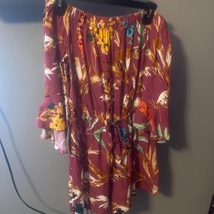 Express Mulit Floral Off the Shoulder Romper- Size Medium